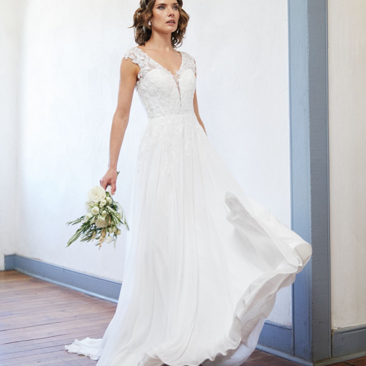 MI PLACARD - Vestido Largo de Novia Aura Gasa Ivory