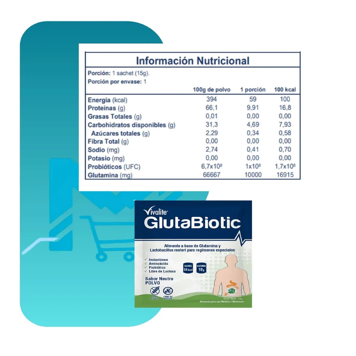 GENERICO - Vivalite Glutabiotic Restaurador Intestinal 1 Sobre Diarrea