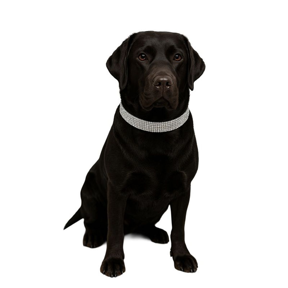 GENERICO - Collar con Brillantes para Perritas Grandes Glam 2XL Negro