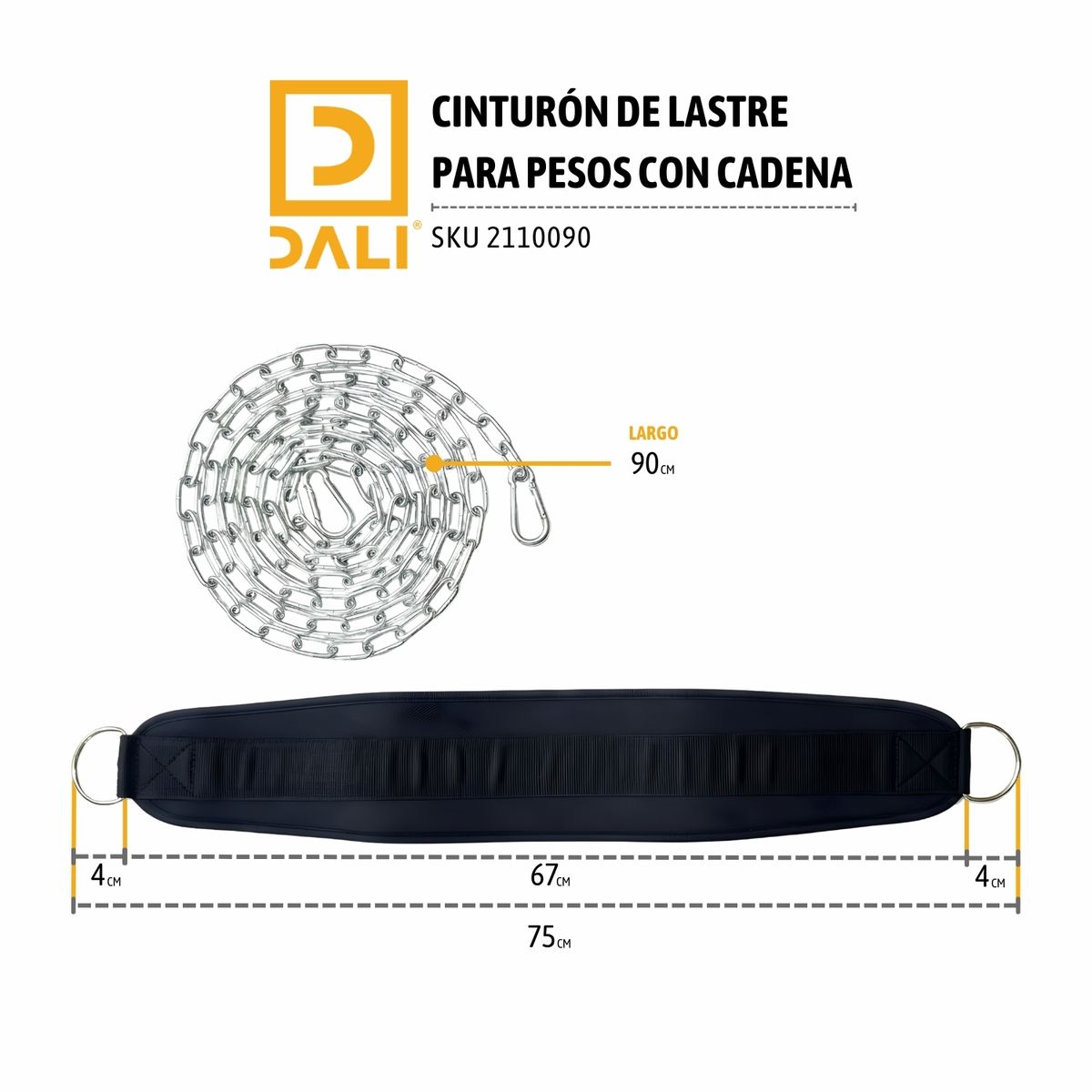 DALI - Cinturón Lastrado con Cadena y Gancho de Agarre