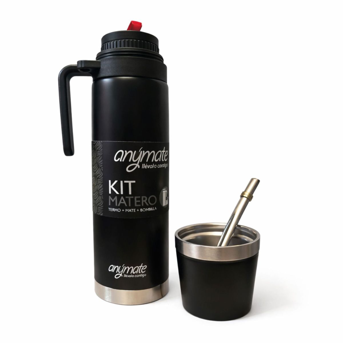 GENERICO - Kit Matero 3 en 1 Termo + Mate + Bombilla 850ml