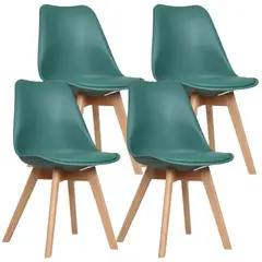 PANDALINO - Pack 4 Tulip Verde Esmeralda Acolchadas - Diseño Moderno