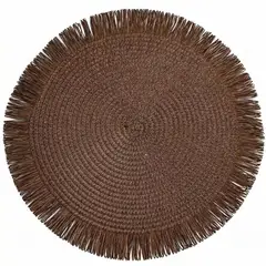 IDEEHOUSE - Set 6 Individuales Manteles Natural 38 Cm Pack 6 Colores Marrón Oscuro Lisa