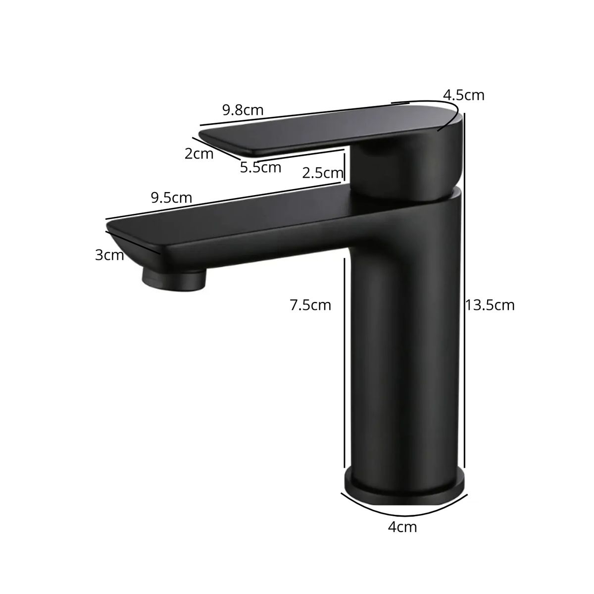 GENERICO - Llave Monomando Para Lavamanos Negro Mate