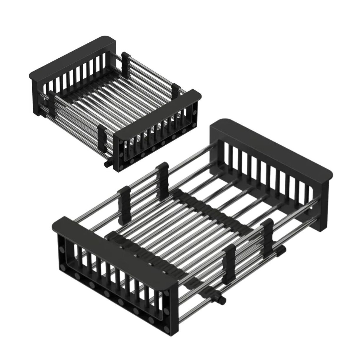 GENERICO - Secaplatos Extensible Acero Inoxidable Para Lavaplatos Color Negro - Ajustable y Multiuso