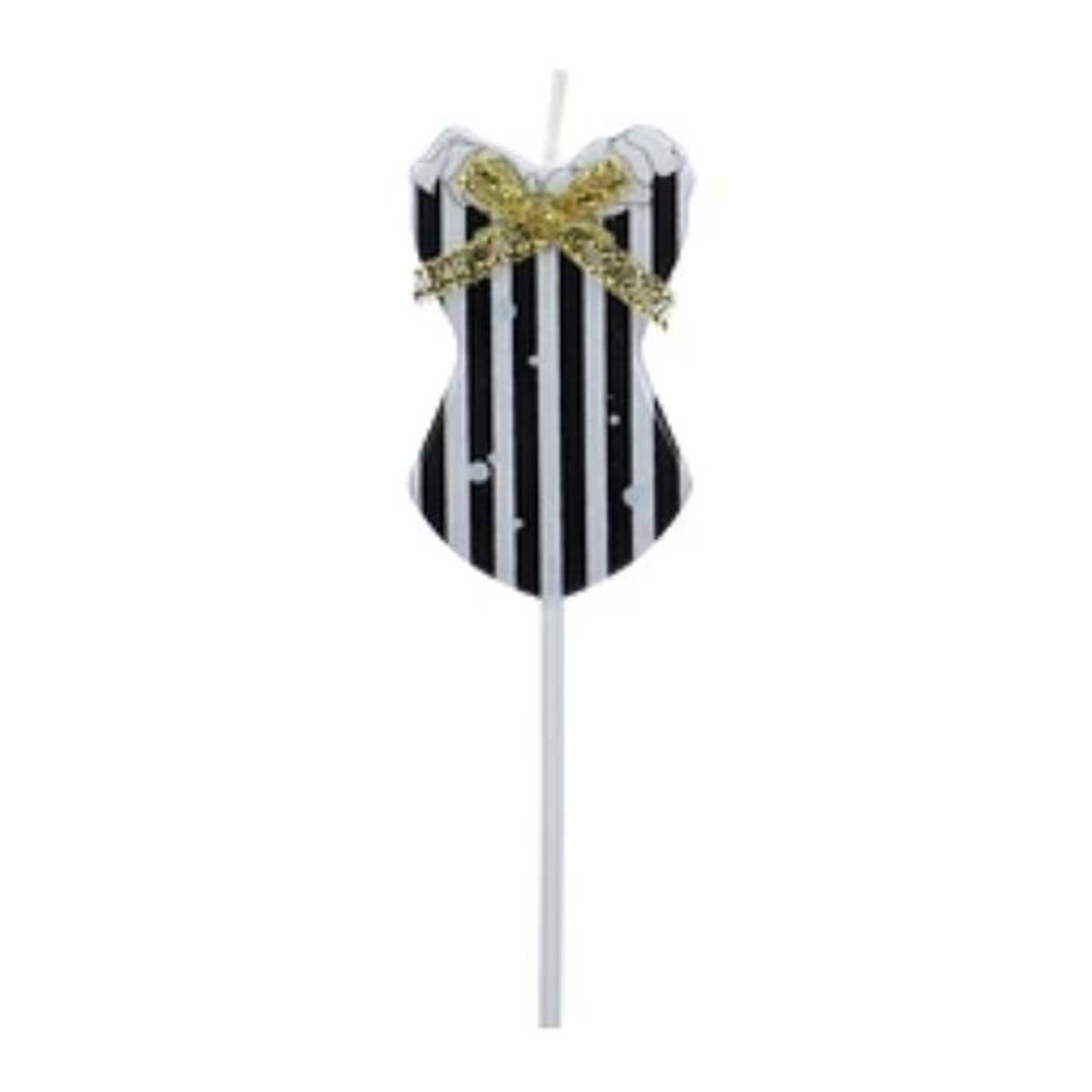 GENERICO - Vela vestido blanco y negro 5x12cm