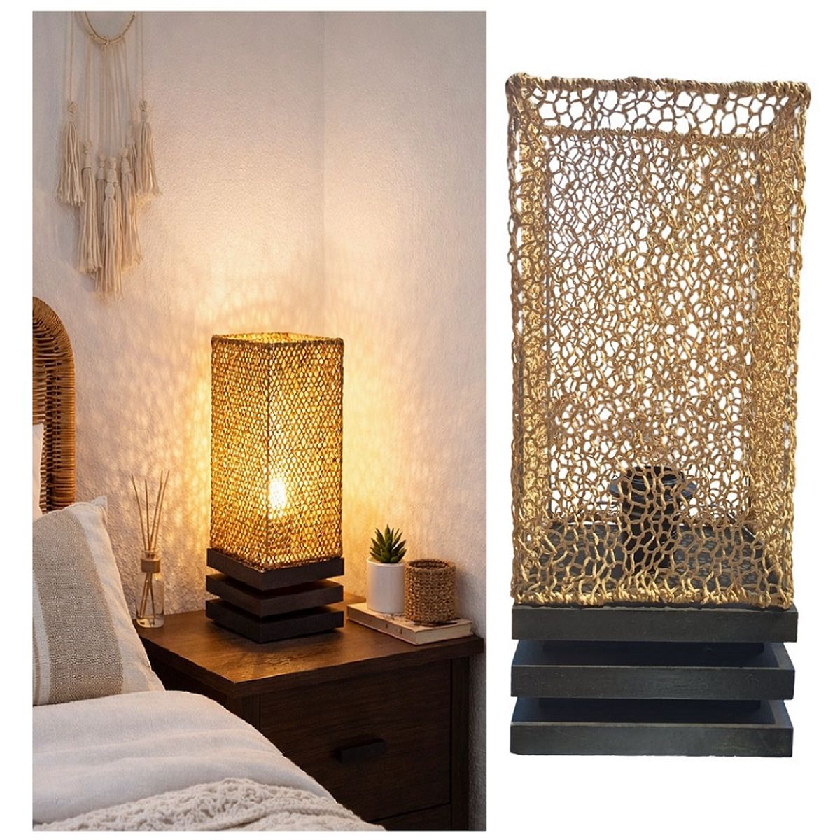 CAROLD STEVENS - Lámpara de Velador Sima Tejida