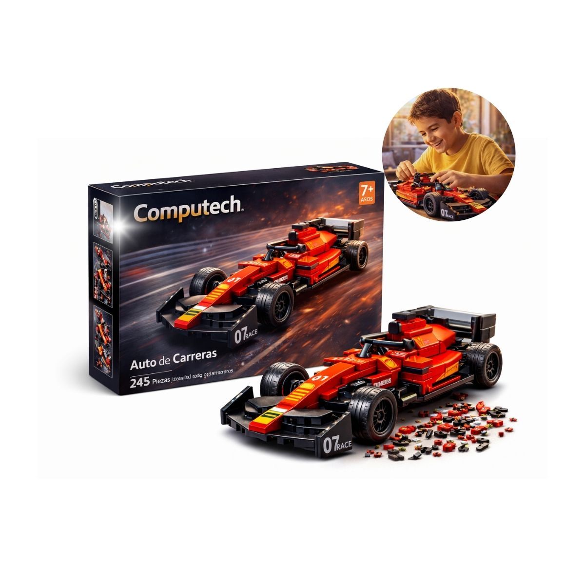 COMPUTECH - Juguete Auto de Carreras Armable 245 Piezas Auto Rojo Deportivo Premium  Kit Bloques Construcción