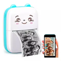 GENERICO - Mini Impresora Portátil Térmica Blanco y Negro BT Recargable