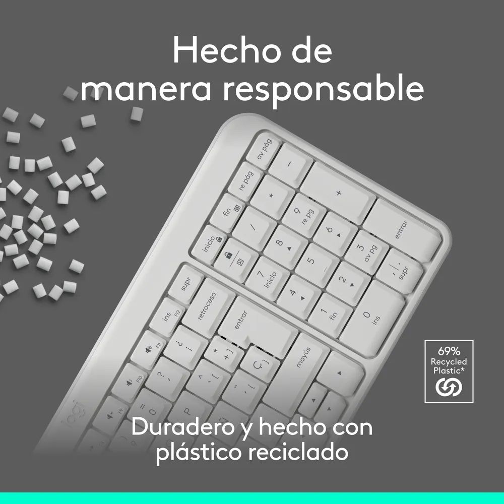Teclado Inalámbrico Logitech K250 Workspace Blanco QWERTY Español Bluetooth