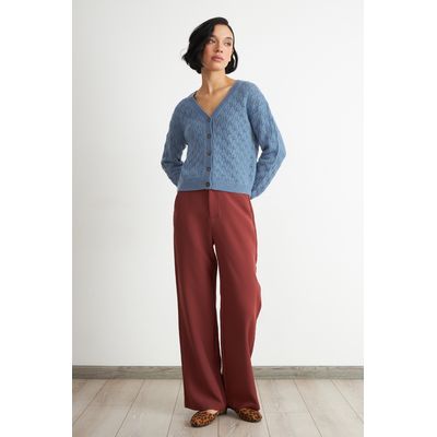 Imagen 2 del producto Cárdigan Tejido Calado Cuello V Celeste