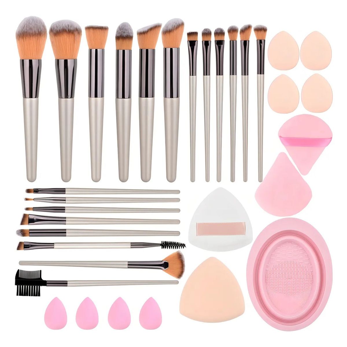 GENERICO - Juego De Brochas De Maquillaje Profesional 33pcs Color Plateado BELUG