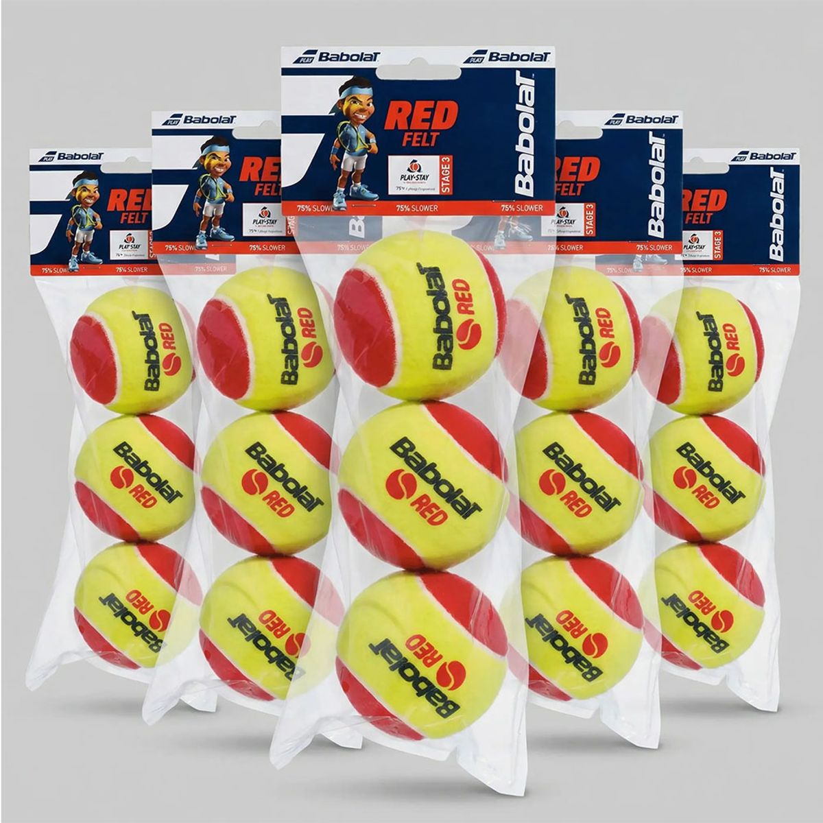 BABOLAT - ESPECIAL 5 SETS PELOTAS TENIS BABOLAT RED FELT - 3 UNIDADES POR SET