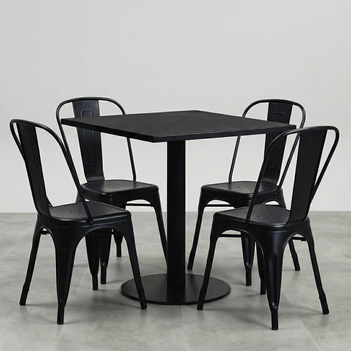 VENHOOUSE - Comedor Restaurante Cafetería 70x70x74cm 4 Sillas Venhoouse Negro