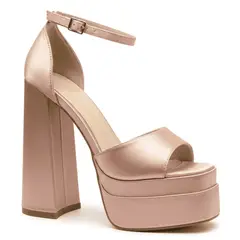 BOVINITA - Sandalia Mujer Taco Alto Plataforma Rosa Elegante Botin