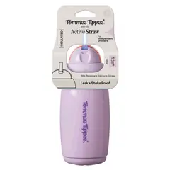 TOMMEE TIPPEE - VASO CON BOMBILLA 266ML ACTIVE STRAW 12 MESES+ LILA