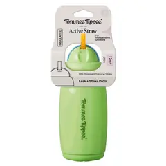 TOMMEE TIPPEE - VASO CON BOMBILLA 266ML ACTIVE STRAW 12 MESES+ VERDE