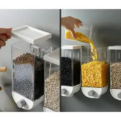 GENERICO - DISPENSADOR DE PARED PARA CEREAL Y GRANOS 1L PLASTICO TRANSPARENTE