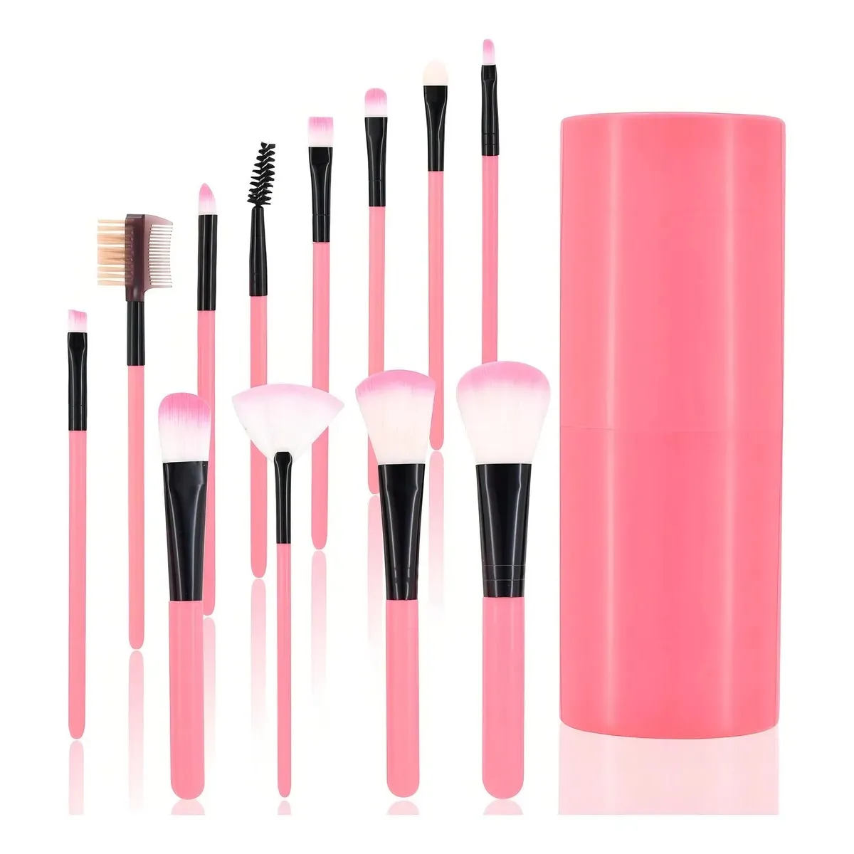 GENERICO - Set 12 Brochas Maquillaje Profesional Cepillos Color Rosa BELUG