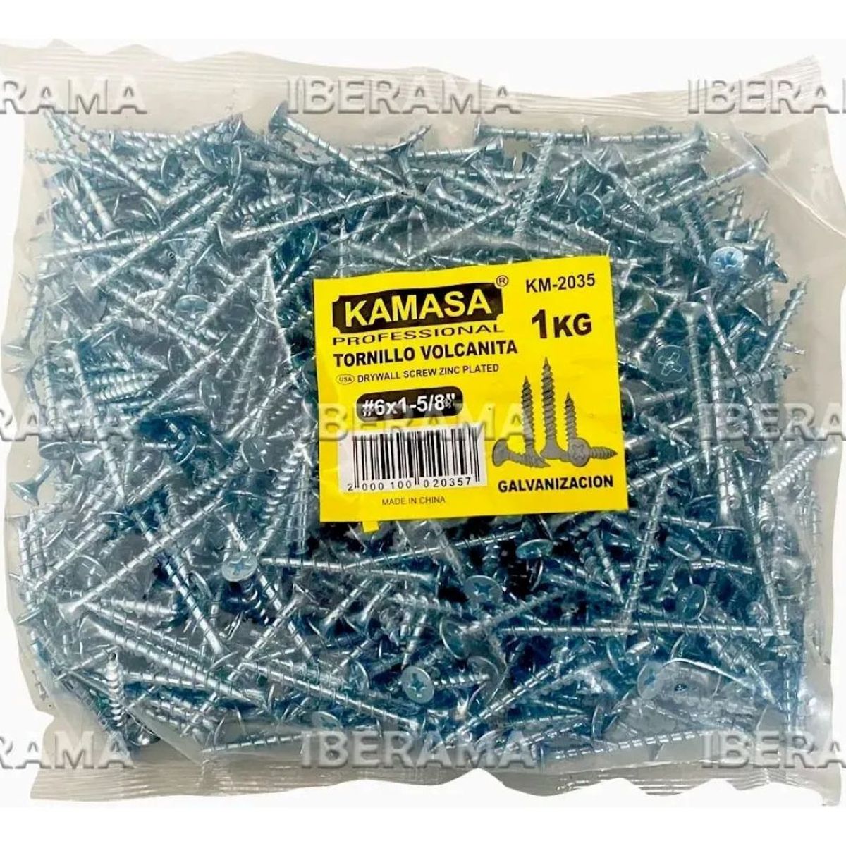 KAMASA - Tornillo Vulcanita 6x1- cinco octavos pulg Crs Zincado 1kg550pcs