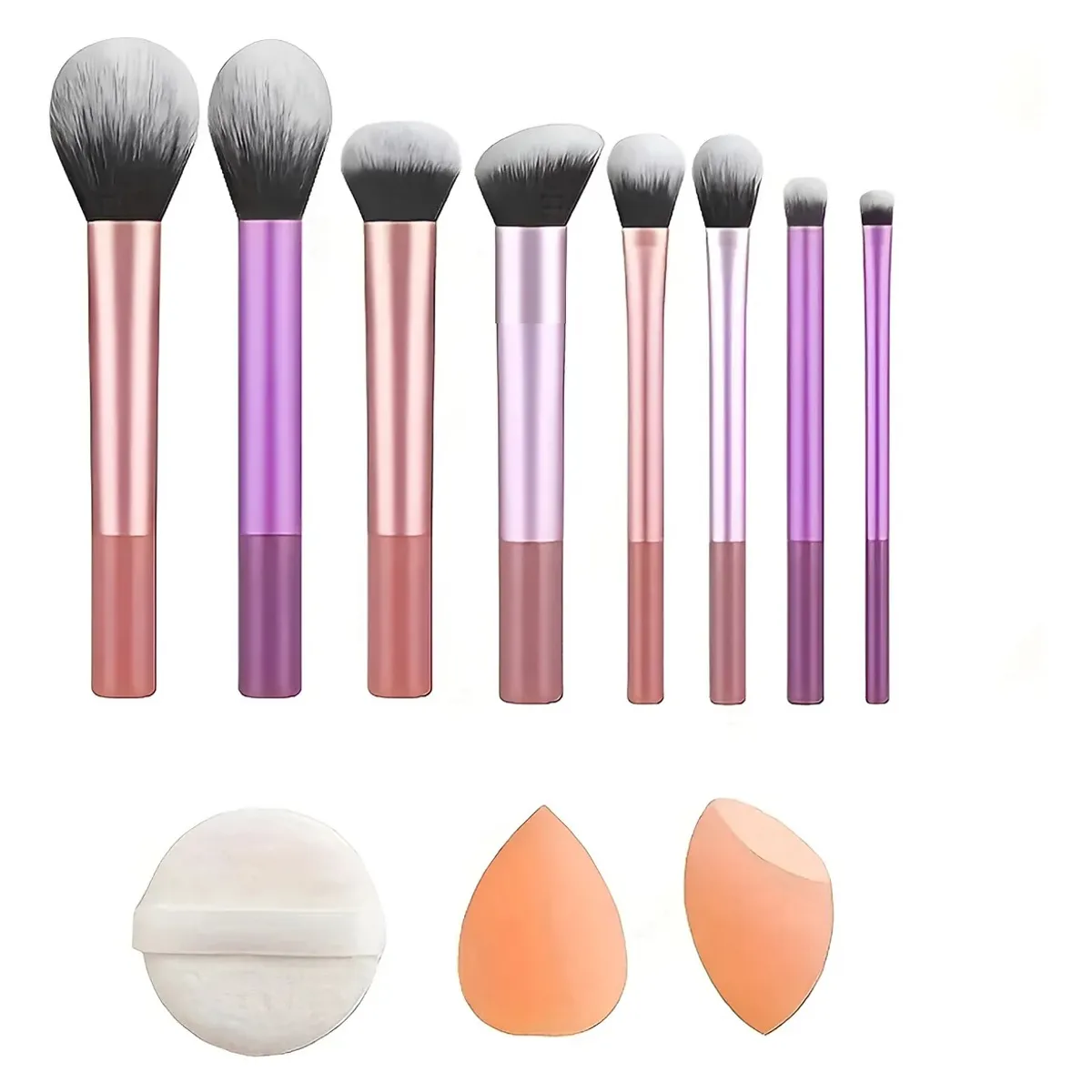GENERICO - 11pzs Brochas De Maquillaje Base Profesional Kit Con Esponja Rosa BELUG