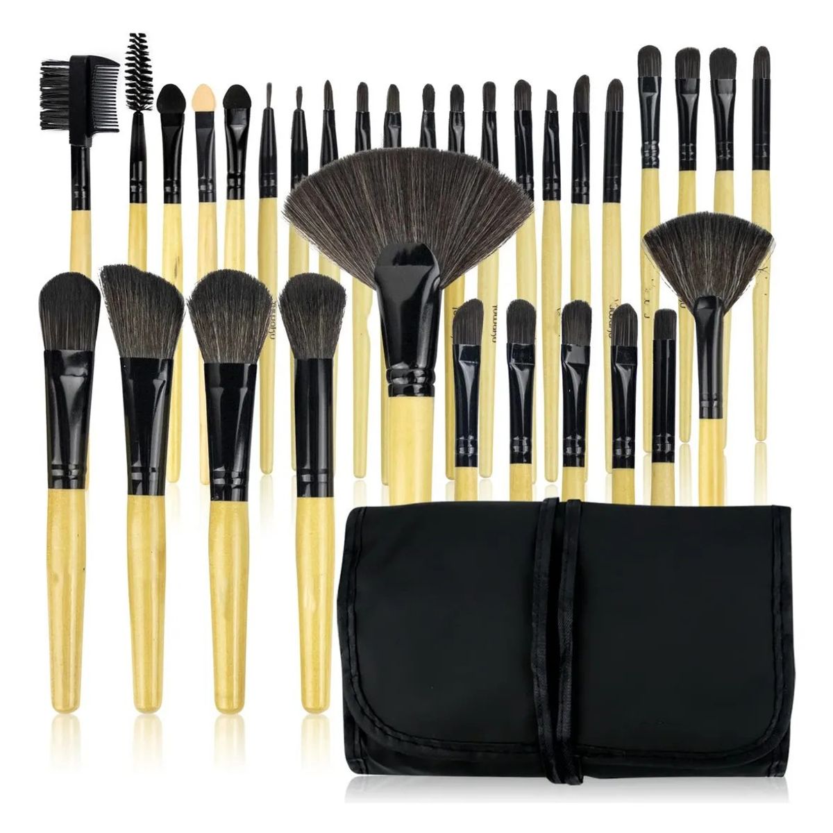 GENERICO - Set 32 Pinceles Y Brochas Maquillaje + Bolso Organizador Color Negro BELUG