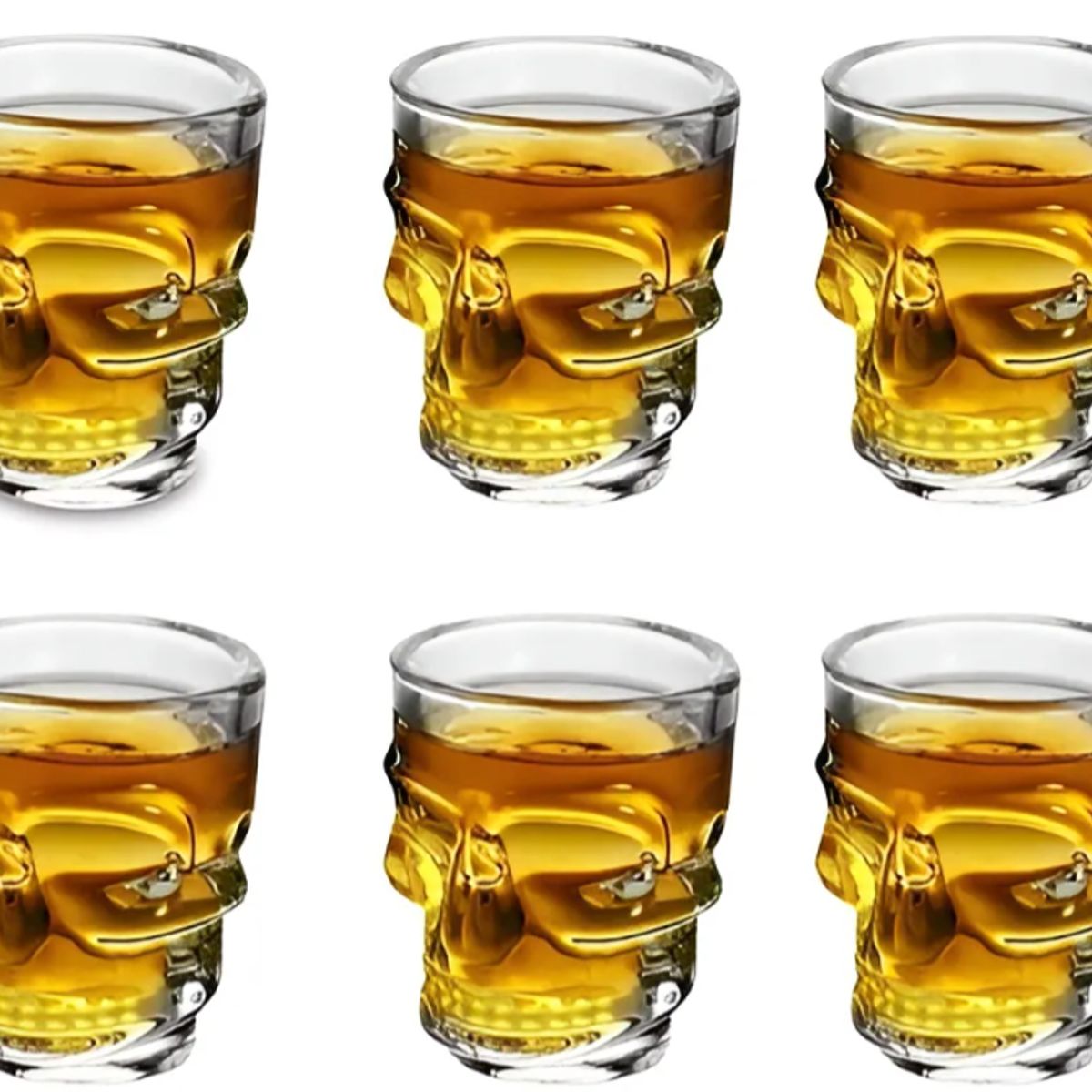 GENERICO - Set 6 Vasos High Quality Vidrio Cráneo Shots Tequila Mezcal Whisky 50ml