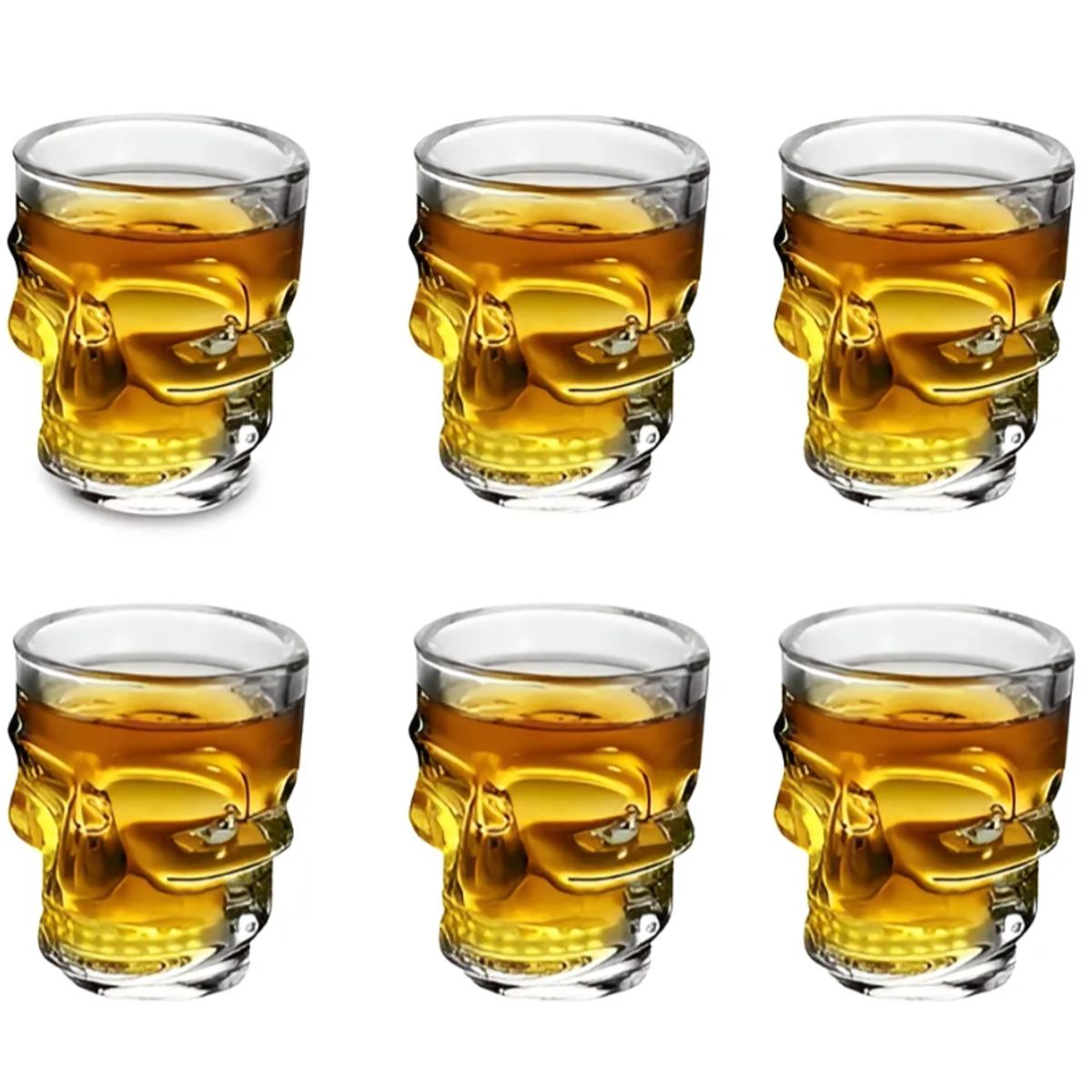 GENERICO - Set 6 Vasos High Quality Vidrio Cráneo Shots Tequila Mezcal Whisky 50ml