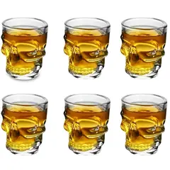 GENERICO - Set 6 Vasos High Quality Vidrio Cráneo Shots Tequila Mezcal Whisky 50ml