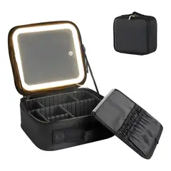 GENERICO - Bolso Maquillaje Cosmetiquero Espejo Led Bolso Mano 26x23x13 BELUG