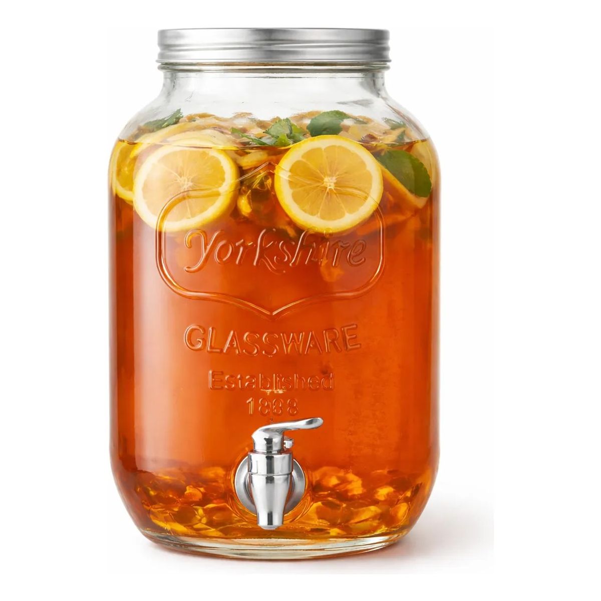 GENERICO - x2 Dispensador Frasco Jugo Agua Bebidas Fiestas Vidrio Hogar 5l.