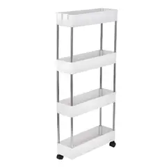 GENERICO - Mueble Organizador 4 Niveles Cocina Baño Sala Multifuncional Color Blanco Blanco