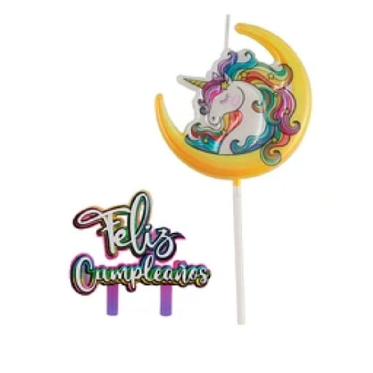 GENERICO - Velas de unicornio y luna 2pcs 6x12cm