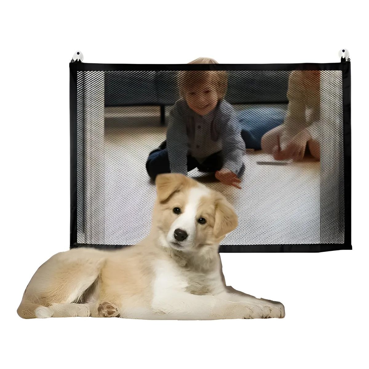 GENERICO - Puerta De Seguridad Plegable Magica Malla Para Mascotas Negro 619