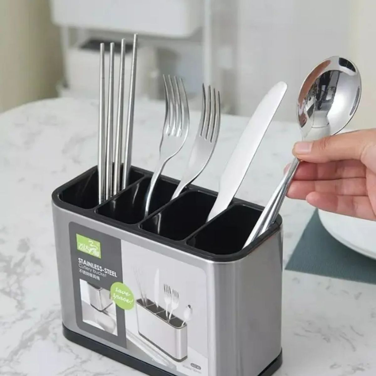 GENERICO - Escurridor Cubiertos Utensilios Cocina Acero Inoxidable