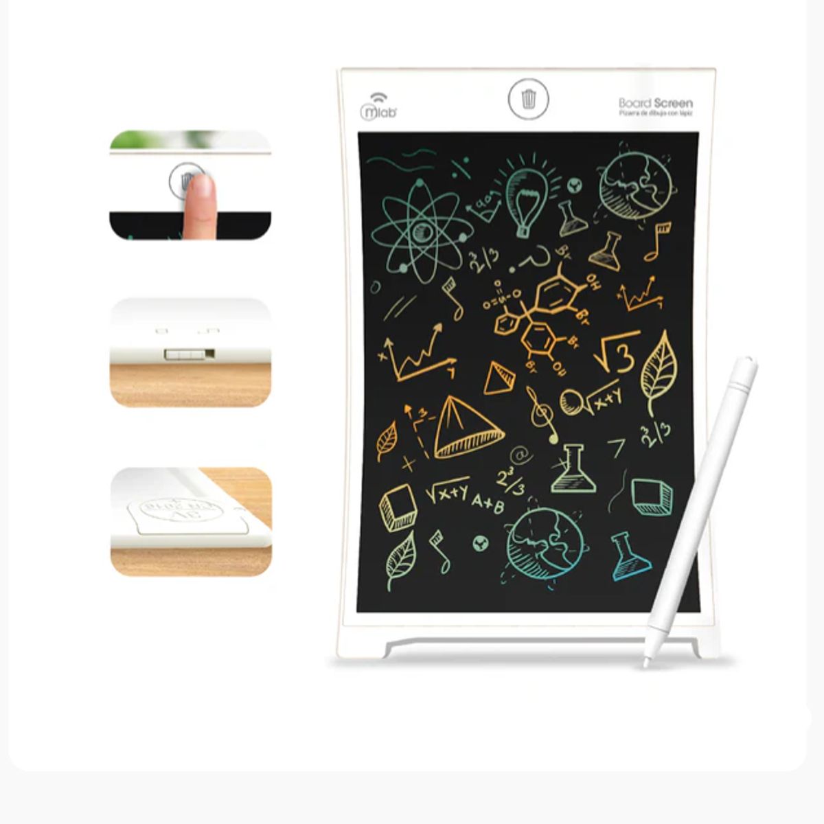 MLAB - Pizarra Mágica Mlab Modelo 9581 Para Dibujo Y Escritura Blanco