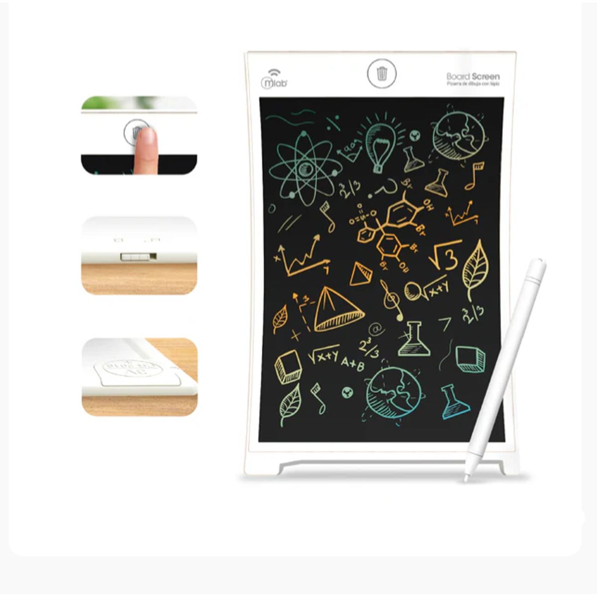 MLAB - Pizarra Mágica Mlab Modelo 9581 Para Dibujo Y Escritura Blanco