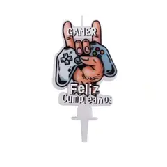 GENERICO - Vela de cumpleaños videojuego gamer 7x13cm