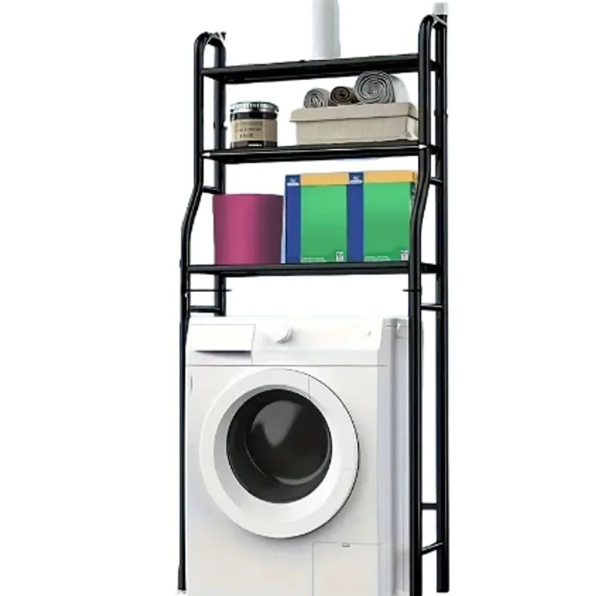 GENERICO - Organizador Estante De Lavadora Metálico Rack 3 Niveles Color Negro