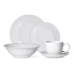 HALLEN - Juego Set De Vajilla 30pzas Porcelana Blanca Serena Blanco