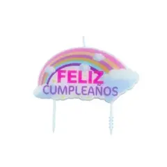 GENERICO - Vela feliz cumpleaños arcoiris 8x9cm