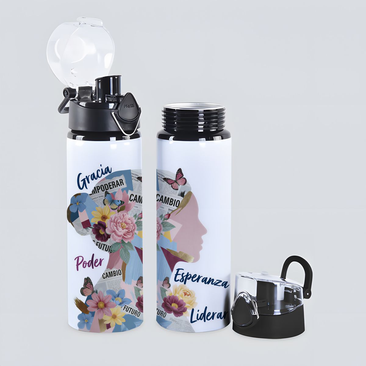 SM - Botella de Agua Motivacional Mujer 750 ml Aluminio - Regalo Día de la Mujer - Botella Deportiva