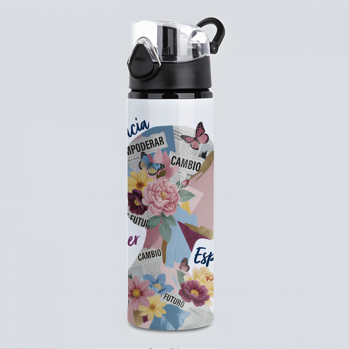 SM - Botella de Agua Motivacional Mujer 750 ml Aluminio - Regalo Día de la Mujer - Botella Deportiva