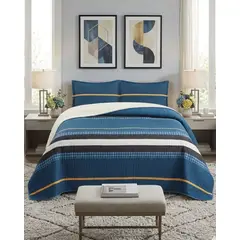 GENERICO - CUBRECAMA QUILT CON SHERPA 2 PLAZA 230 CM X 250 CM