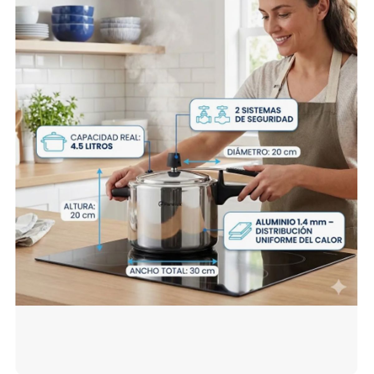 GENERICO - Olla A Presion 4.5 Litros Express Aluminio