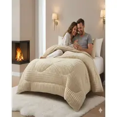 GENERICO - Cubrecama Plaza y Media Sherpa Chiporro Invierno Extra Suave Premium
