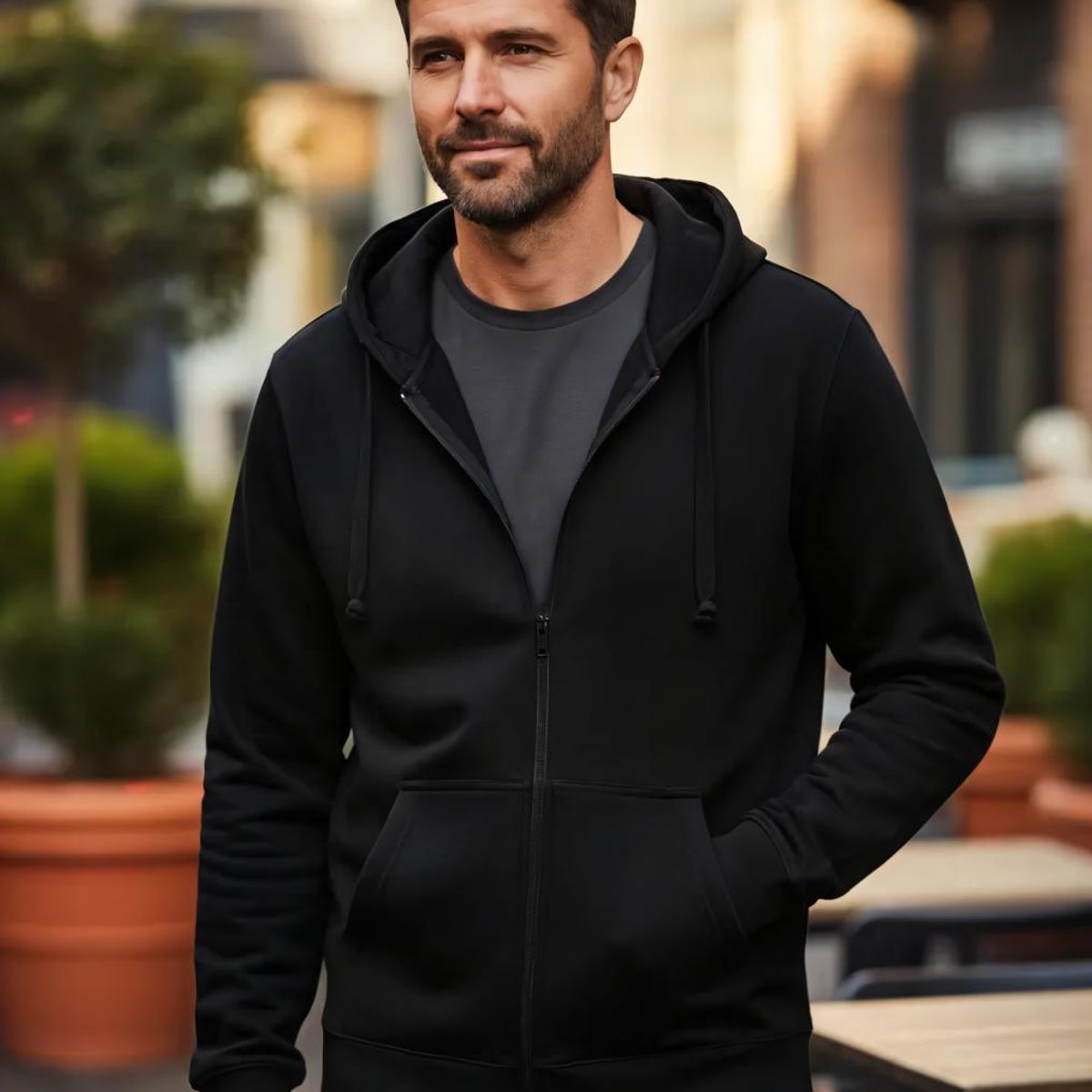 BLUE MOUNTAIN - Polerón Canguro Hombre Con Cierre Tallas especiales 2x 3xl 4xl