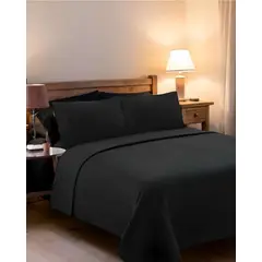 GENERICO - Sábana de Polar Ultra Suave Máxima Calidez y Confort Negra 2 plazas