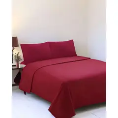 GENERICO - Sábana de Polar Ultra Suave Máxima Calidez y Confort Roja 2 plazas