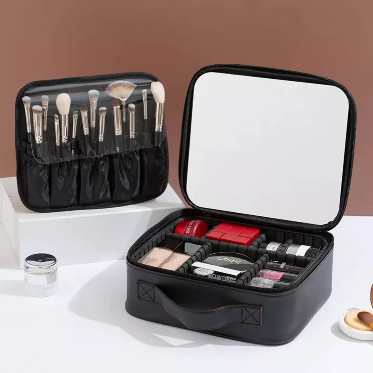MOVI - Cosmetiquero con Espejo y Luz Led - Organizador de Maquillaje